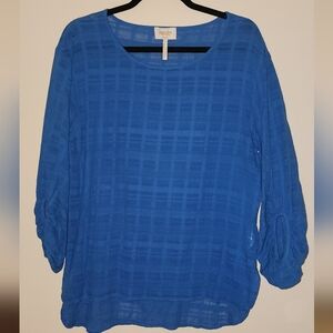 Vibrant Blue Women's Sheer Cotton Blouse